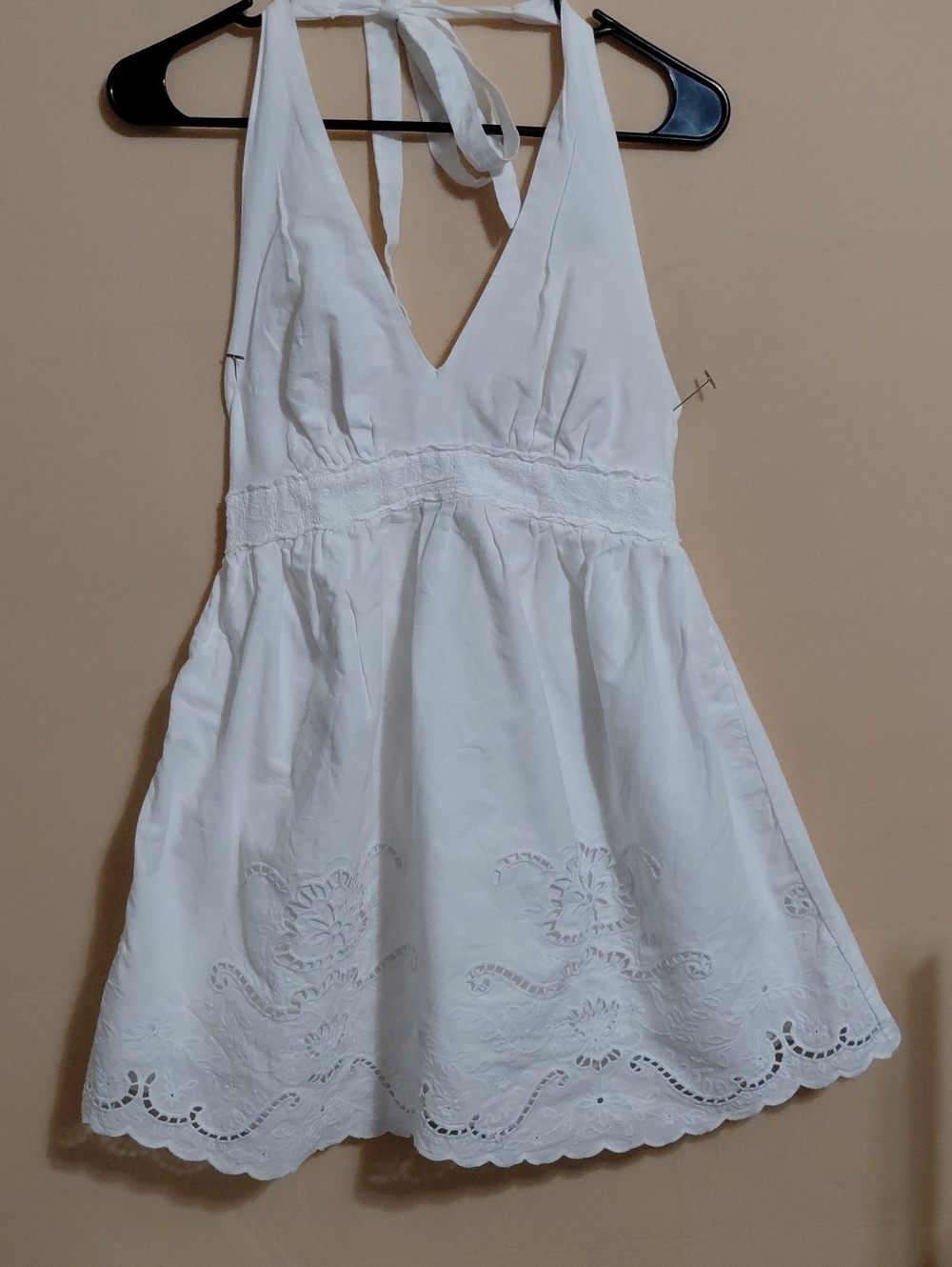 wild fable White Halter Eyelet Mini Dress